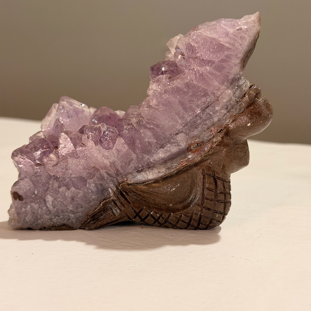 Amethyst Crystal Cluster Mermaid Carving Natural Quartz Geode Sculpture - Picture 2 of 7